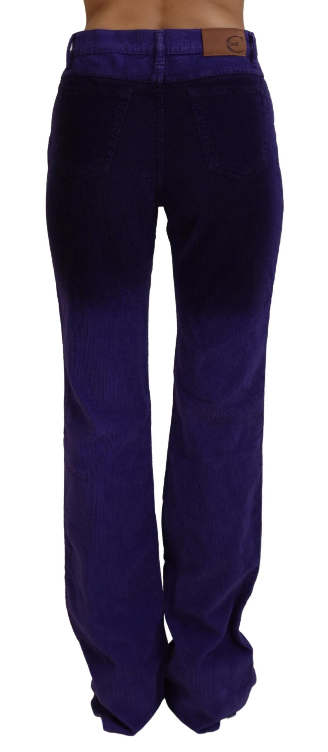 Pantalon droit en velours côtelé violet Just Cavalli