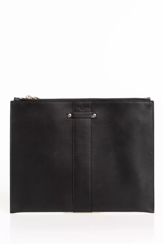 Pochette de poche en cuir noir Trussardi