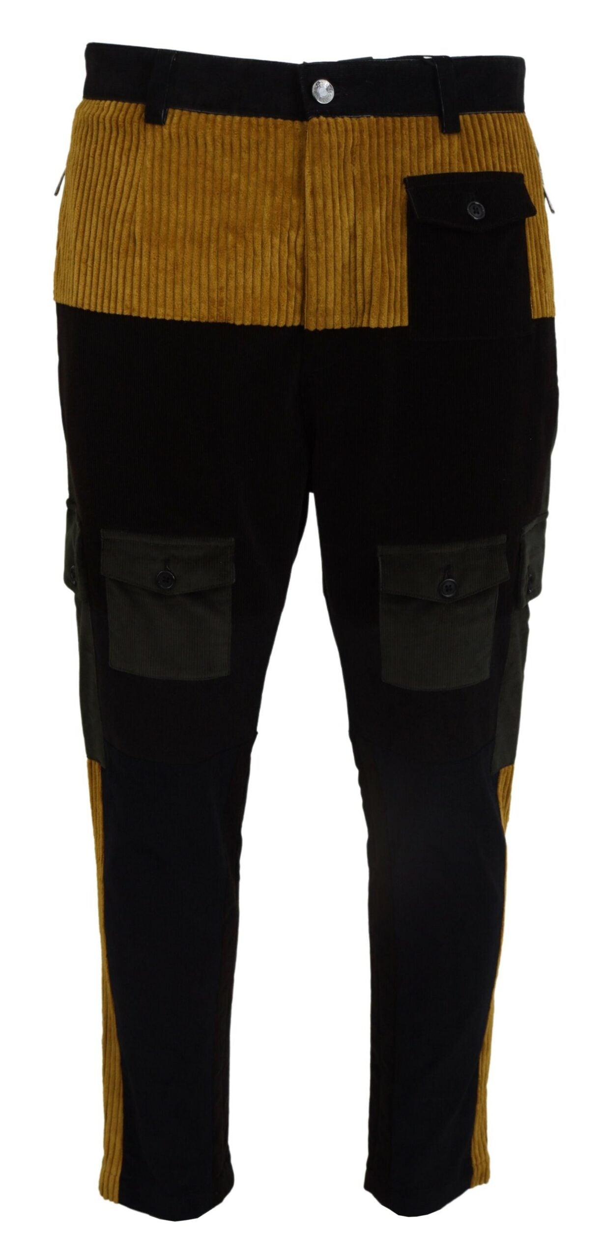 Pantalon fuselé noir Dolce &amp; Gabbana avec accent jaune