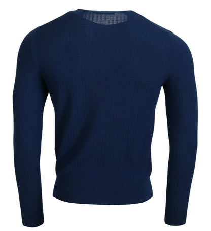 Pull homme en cachemire et soie bleu Dolce &amp; gabbana