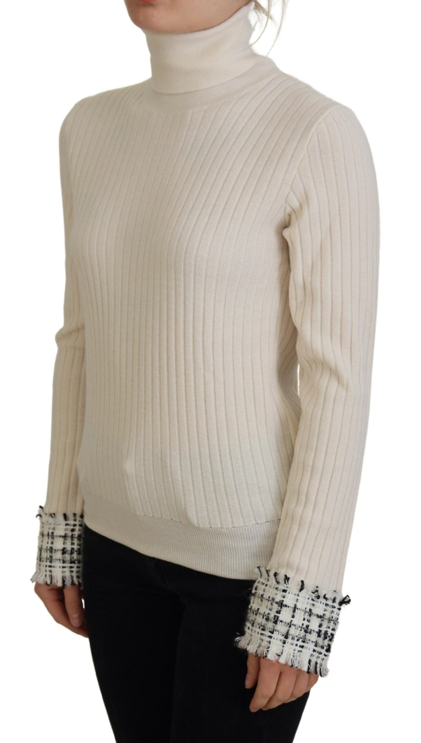 Dolce & Gabbana Ivory Turtleneck Wool Blend Sweater