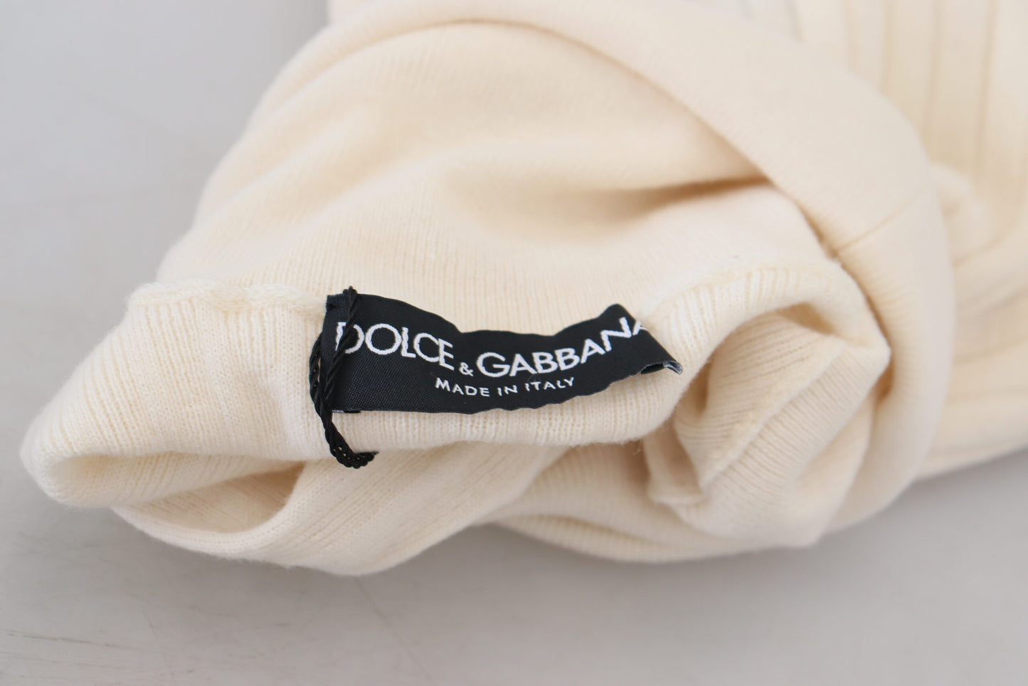 Dolce &amp; gabbana pull à col roulé en laine mélangée ivoire