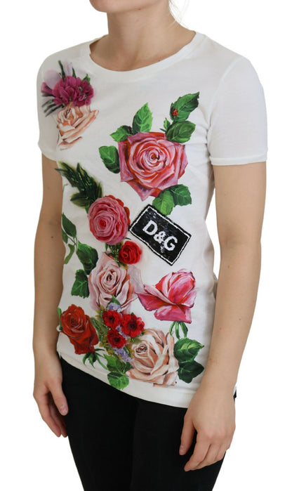 Dolce &amp; gabbana t-shirt en coton imprimé roses multicolores