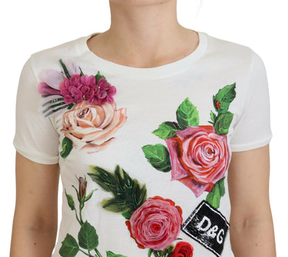 Dolce &amp; gabbana t-shirt en coton imprimé roses multicolores