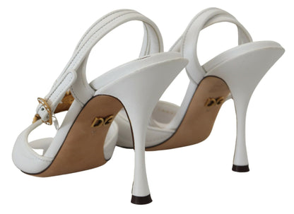 Dolce &amp; Gabbana - Escarpins en cuir blanc ornés Devotion