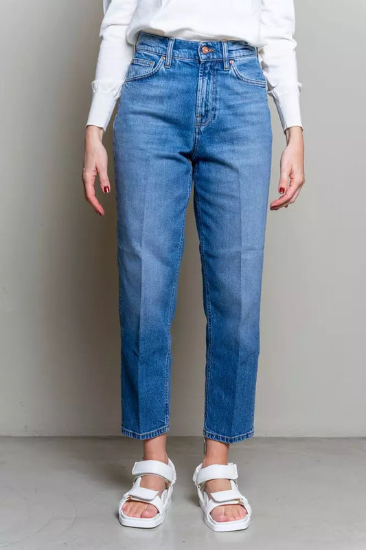 Enfilez le denim bleu taille haute plus ample pour femme