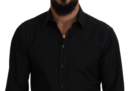 Chemise formelle en coton noire Dolce &amp; gabbana