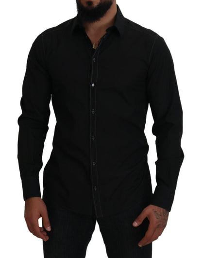 Chemise formelle en coton noire Dolce &amp; gabbana