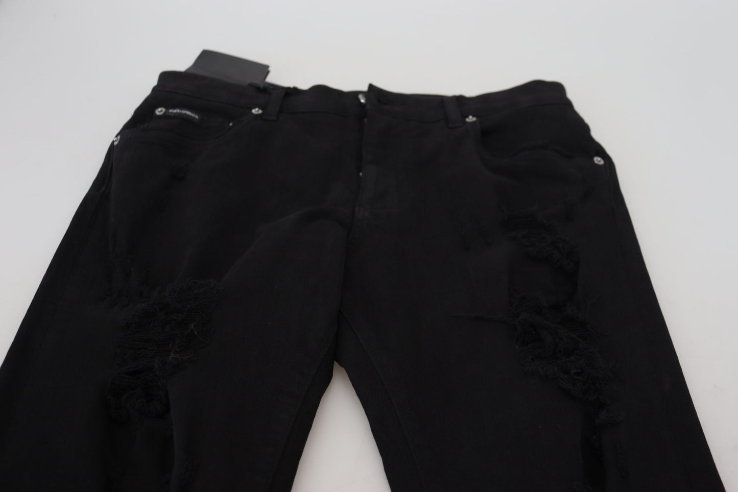 Dolce &amp; Gabbana - Jean slim noir svelte en lambeaux