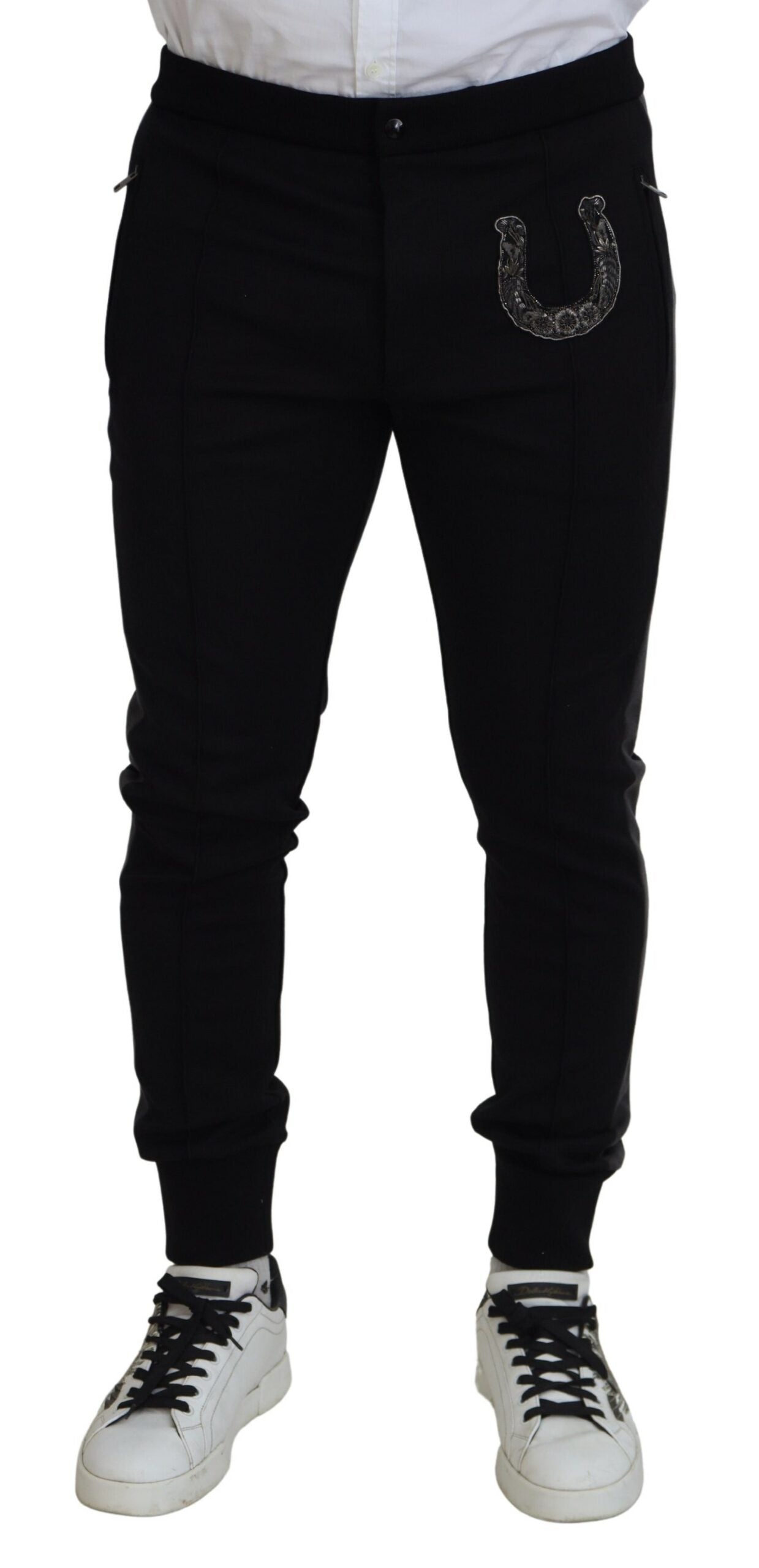 Pantalon de jogging noir Dolce &amp; gabbana en laine mélangée luxueuse