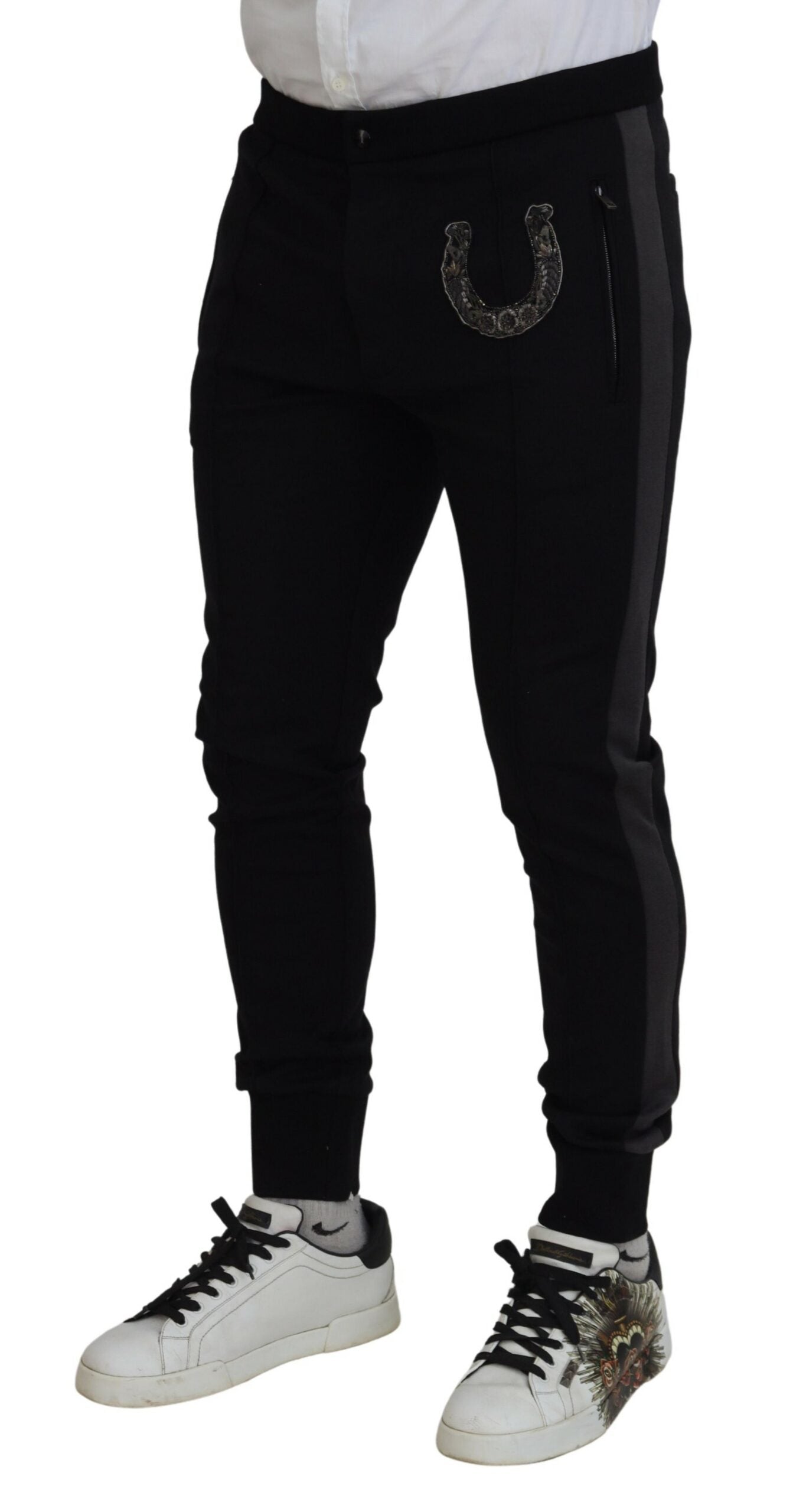 Pantalon de jogging noir Dolce &amp; gabbana en laine mélangée luxueuse