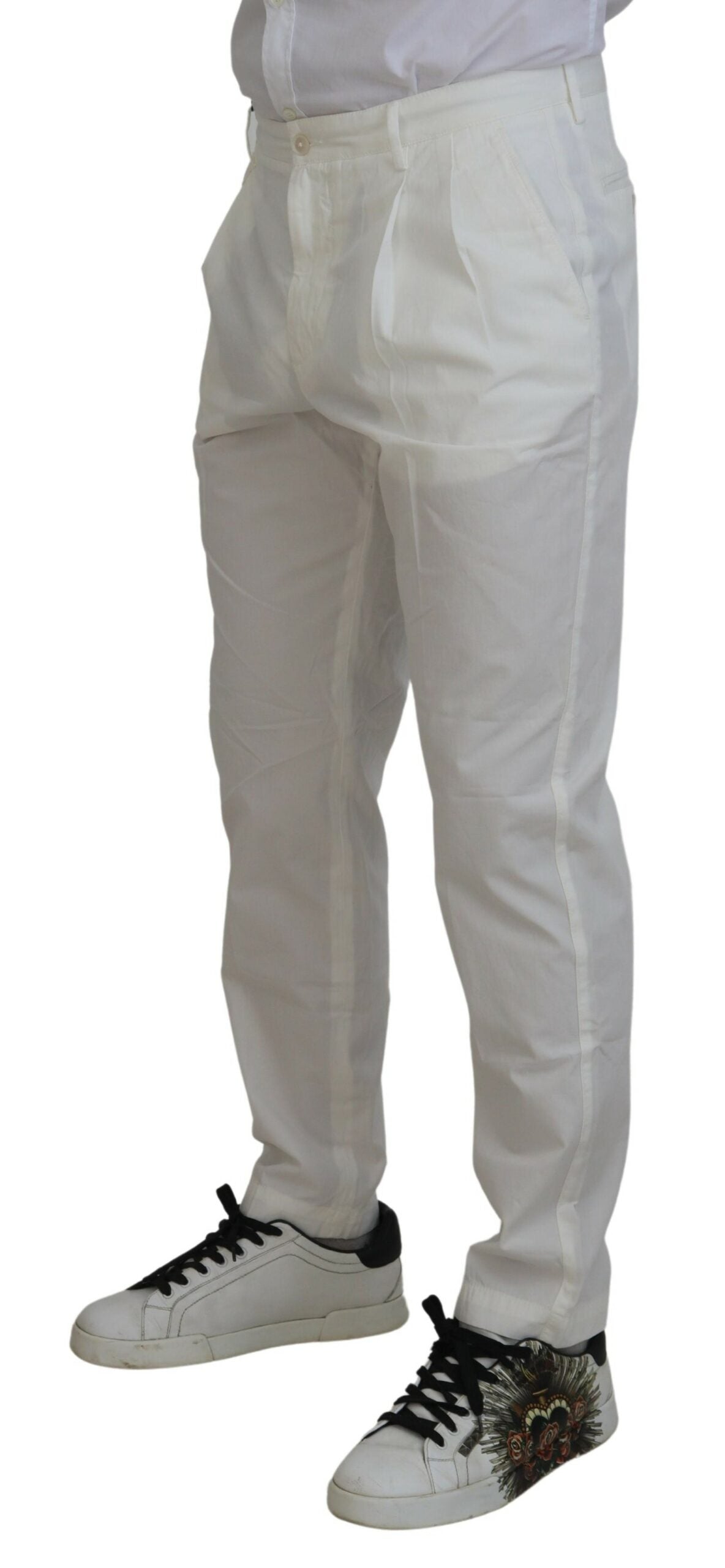 Pantalon chino en coton blanc Dolce &amp; gabbana