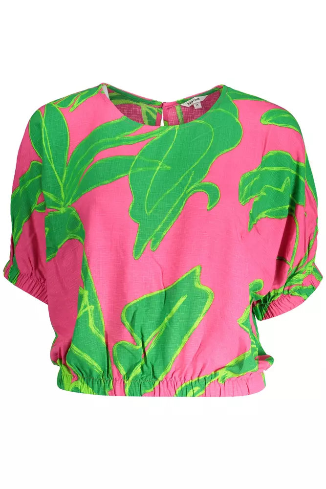 Blouse Desigual en viscose rose avec détails contrastés