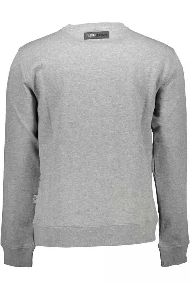 Plein Sport Sleek Gray Long-Sleeve Sweatshirt with Logo