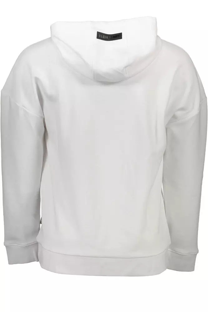 Sweat à capuche blanc élégant Plein sport avec imprimé contrasté