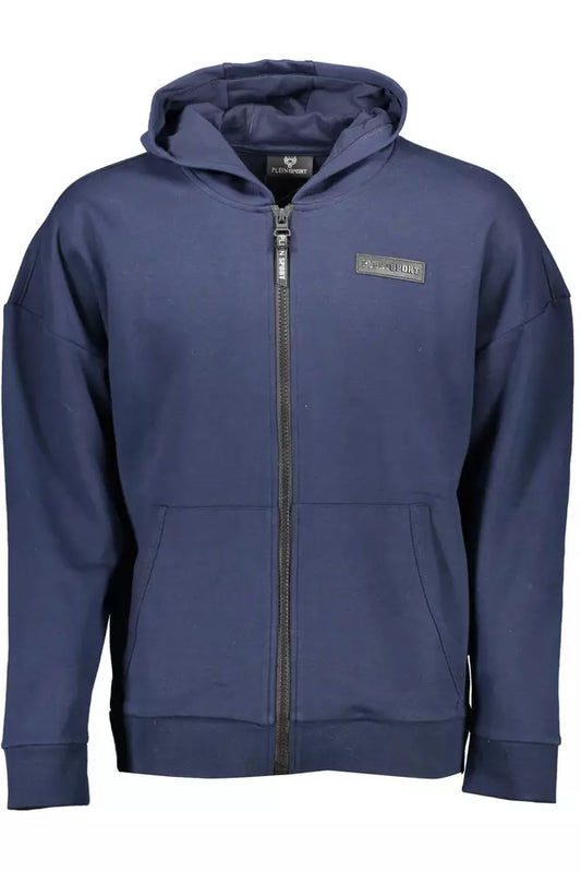 Plein Sport Chic Blue Hooded Sweatshirt with Contrasting Details