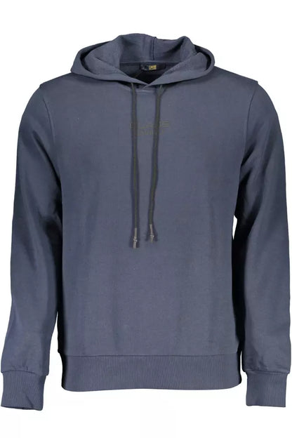 Cavalli Class Blue Cotton Hooded Sweatshirt with Logo Print