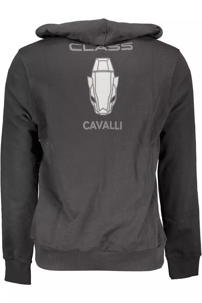 Sweat à capuche en coton noir classe Cavalli