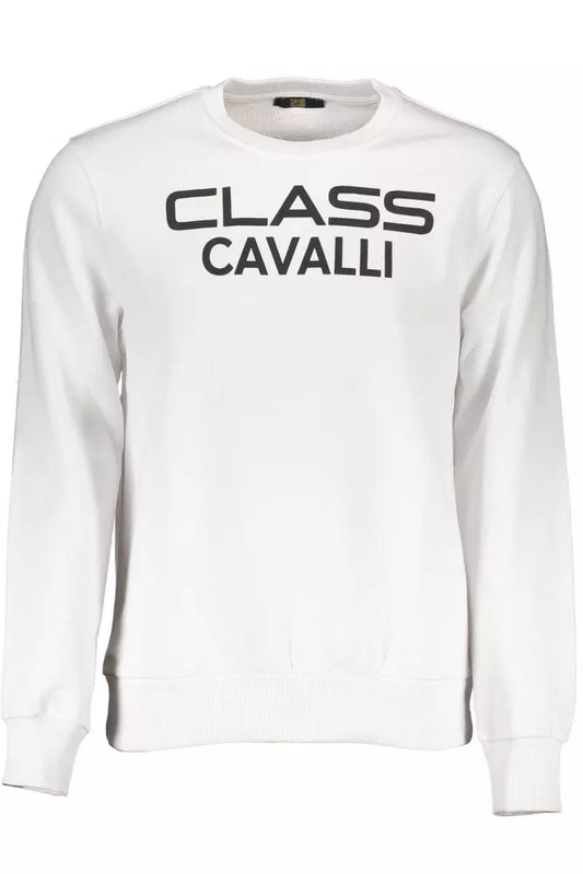 Pull col rond en coton blanc classe Cavalli