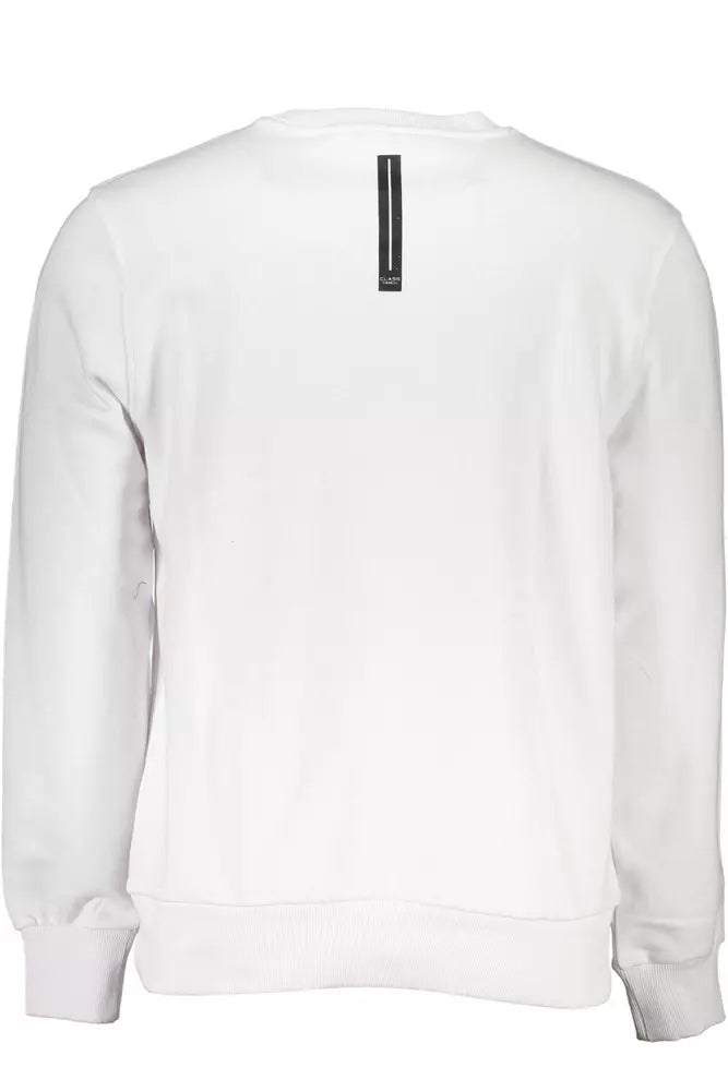 Pull col rond en coton blanc classe Cavalli