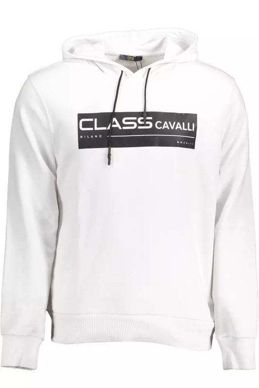 Sweat-shirt en coton à capuche blanc classe Cavalli