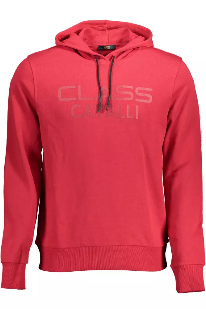 Sweat à capuche en coton rose Cavalli Class avec logo imprimé