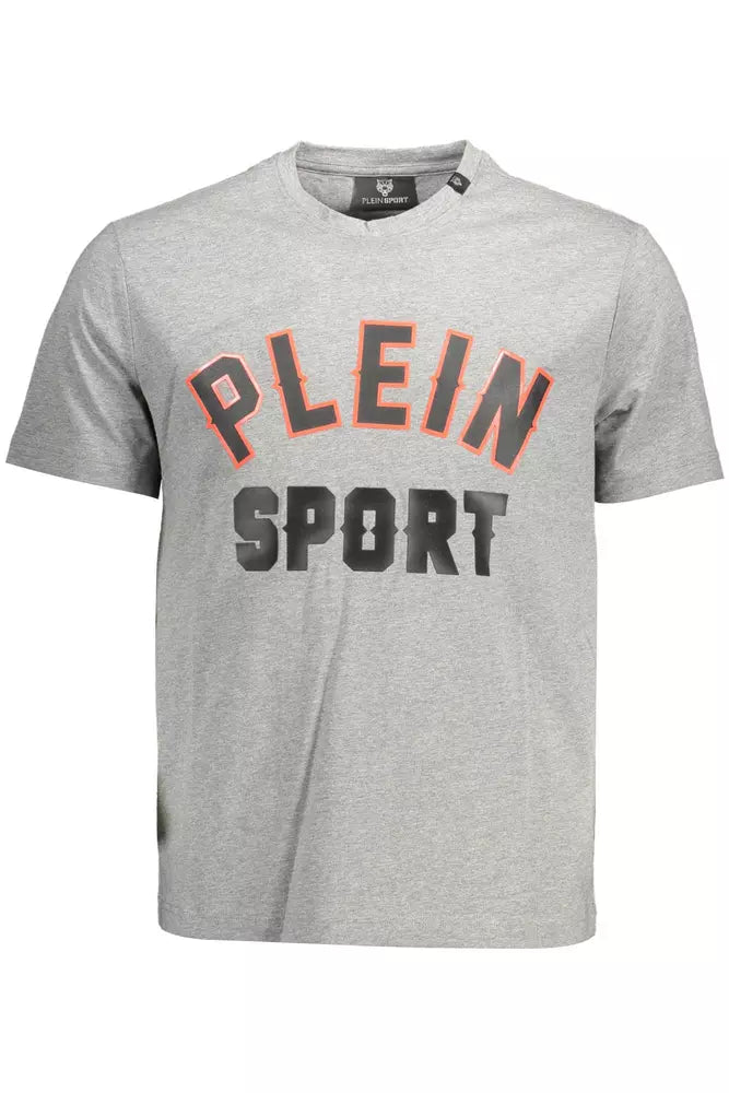 T-shirt en coton gris élégant Plein Sport avec des détails audacieux