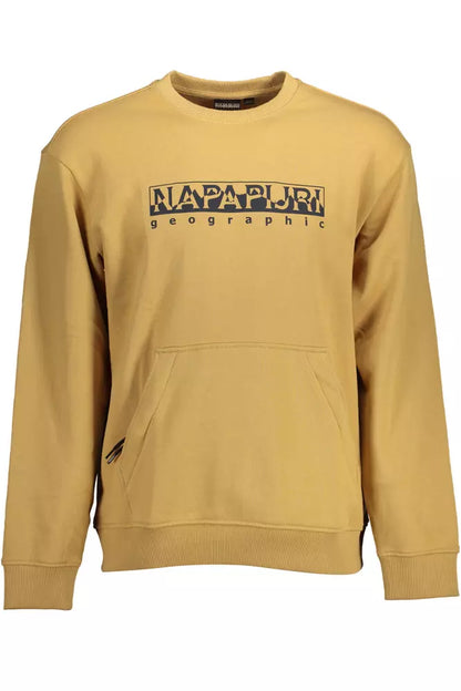 Sweat Napapijri en coton beige avec poche centrale zippée