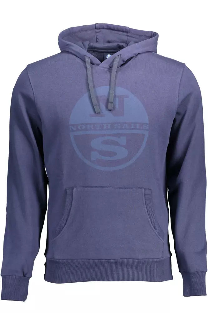 North Sails Blue Cotton Hooded Sweatshirt with Logo Print