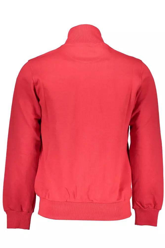 La Martina Chic Pink Cotton Zip Sweatshirt with Embroidery