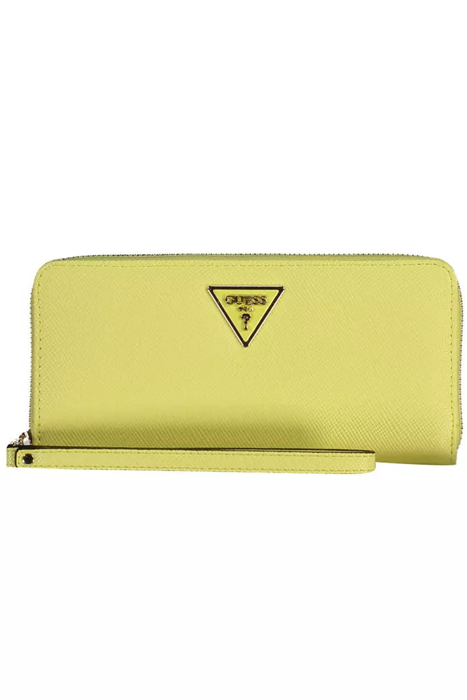 Portefeuille compact en polyéthylène jaune Guess jeans