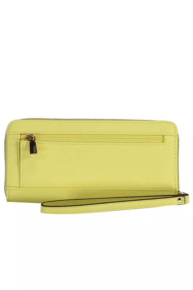 Portefeuille compact en polyéthylène jaune Guess jeans