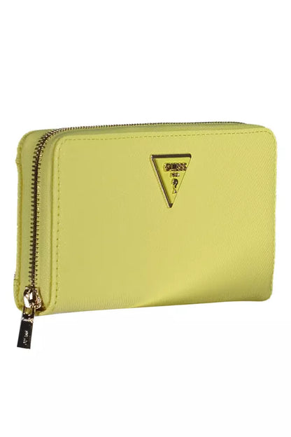 Portefeuille compact en polyéthylène jaune Guess jeans