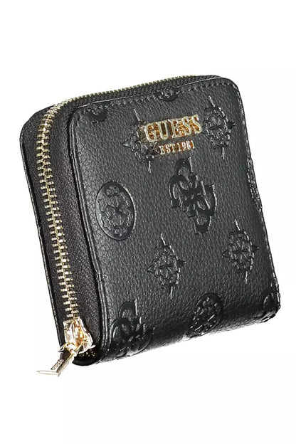 Portefeuille noir en jean Guess avec détails contrastés