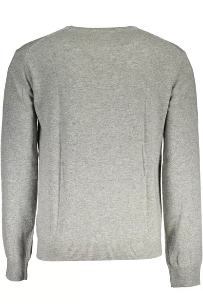 La Martina Elegant Gray V-Neck Luxury Sweater