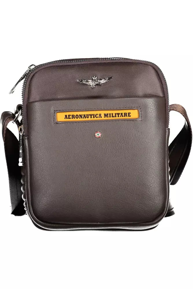 Sac bandoulière marron Aeronautica militare avec détails contrastés