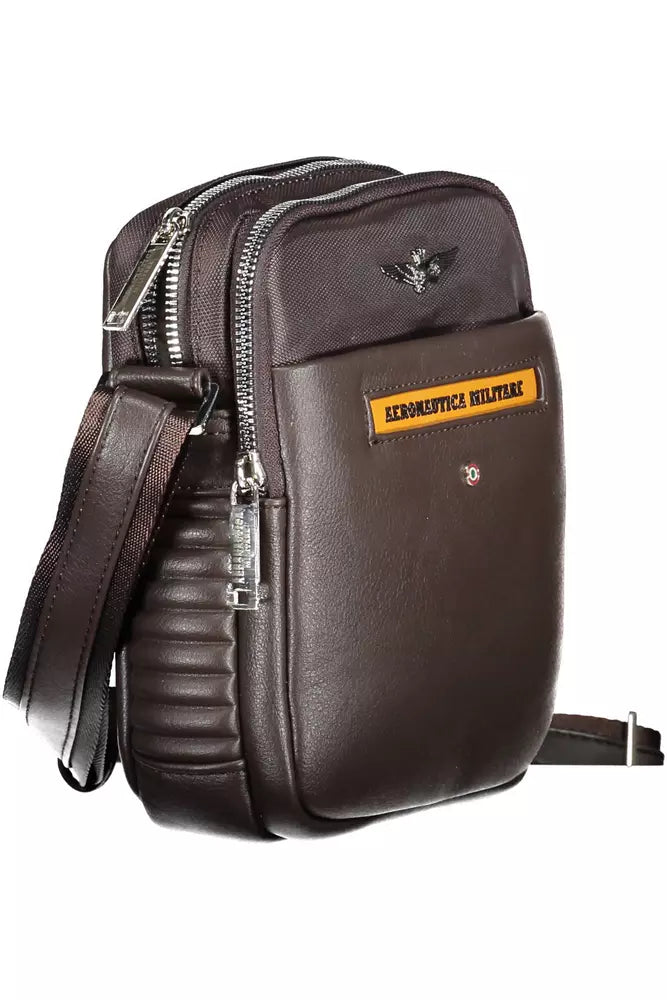 Aeronautica Militare Elegant Brown Shoulder Bag with Contrasting Details