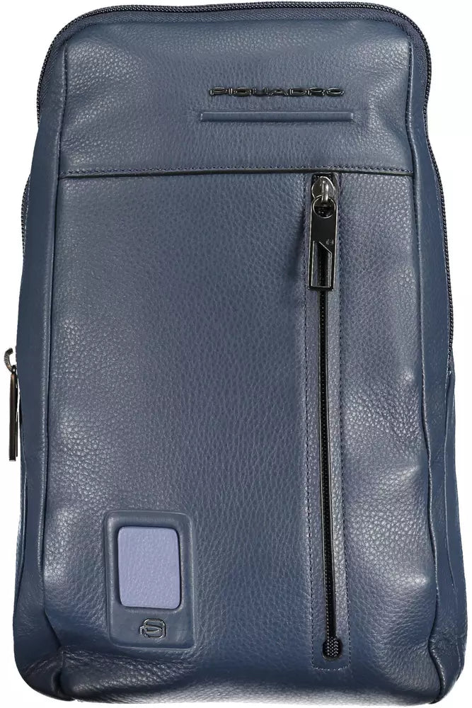 Sac à bandoulière en cuir bleu élégant pour ordinateur portable Piquadro