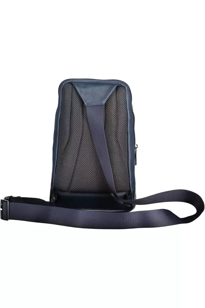 Sac à bandoulière en cuir bleu élégant pour ordinateur portable Piquadro