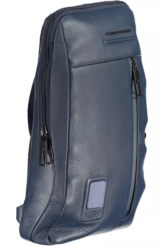 Sac à bandoulière en cuir bleu élégant pour ordinateur portable Piquadro