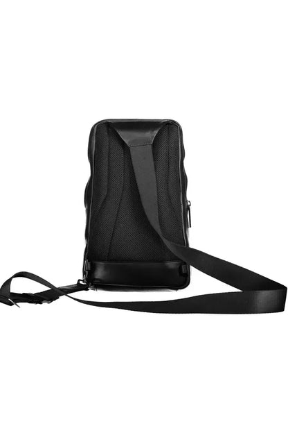 Sac porté épaule Piquadro en cuir noir élégant avec espace pour ordinateur portable