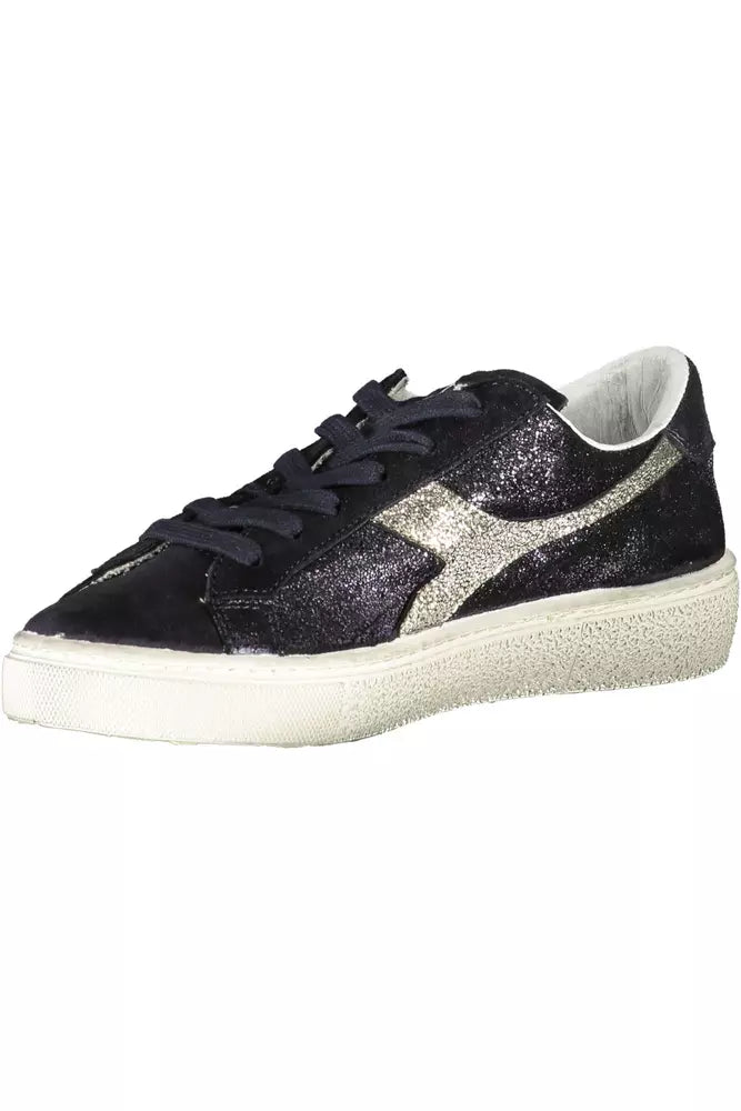 Diadora Elegant Black Lace-Up Sneakers with Contrasting Details