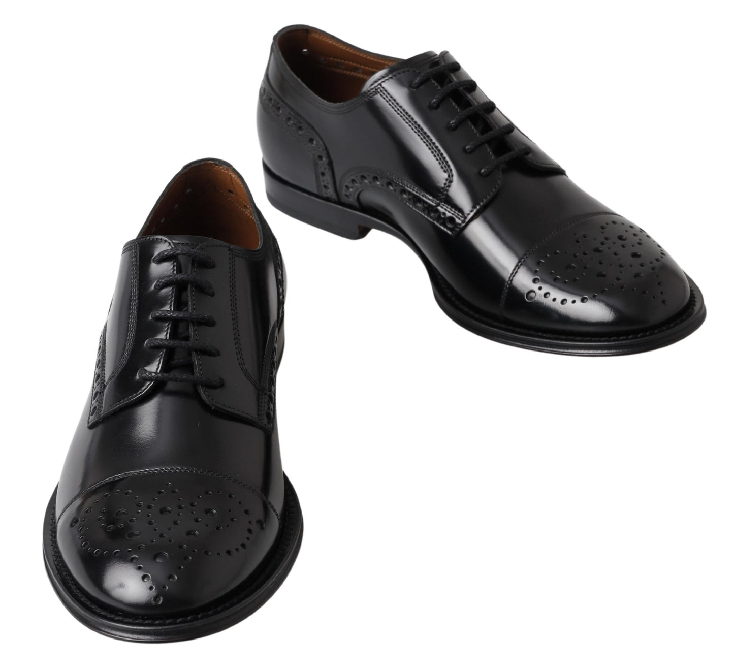 Dolce &amp; Gabbana - Chaussures Oxford en cuir noir à bout ailé