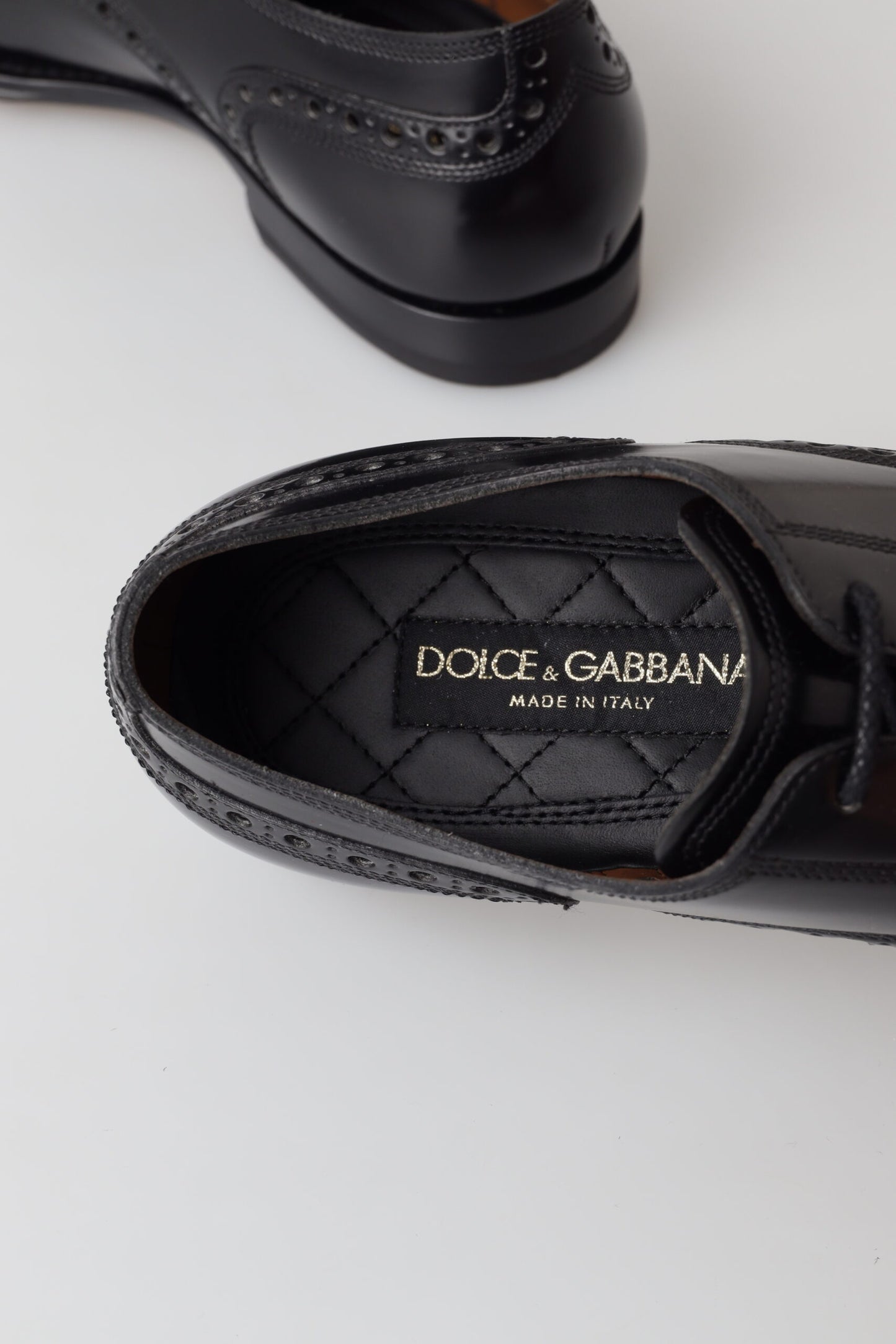 Dolce & Gabbana Elegant Black Leather Oxford Wingtip Shoes