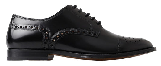 Dolce &amp; Gabbana - Chaussures Oxford en cuir noir à bout ailé