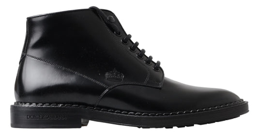 Bottes pour hommes en cuir noir Dolce &amp; gabbana