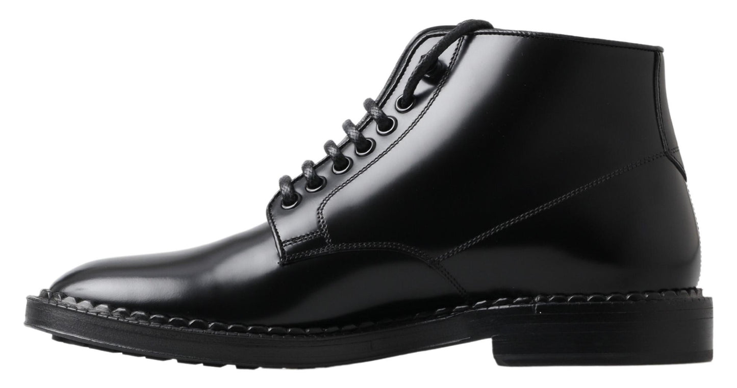 Bottes pour hommes en cuir noir Dolce &amp; gabbana