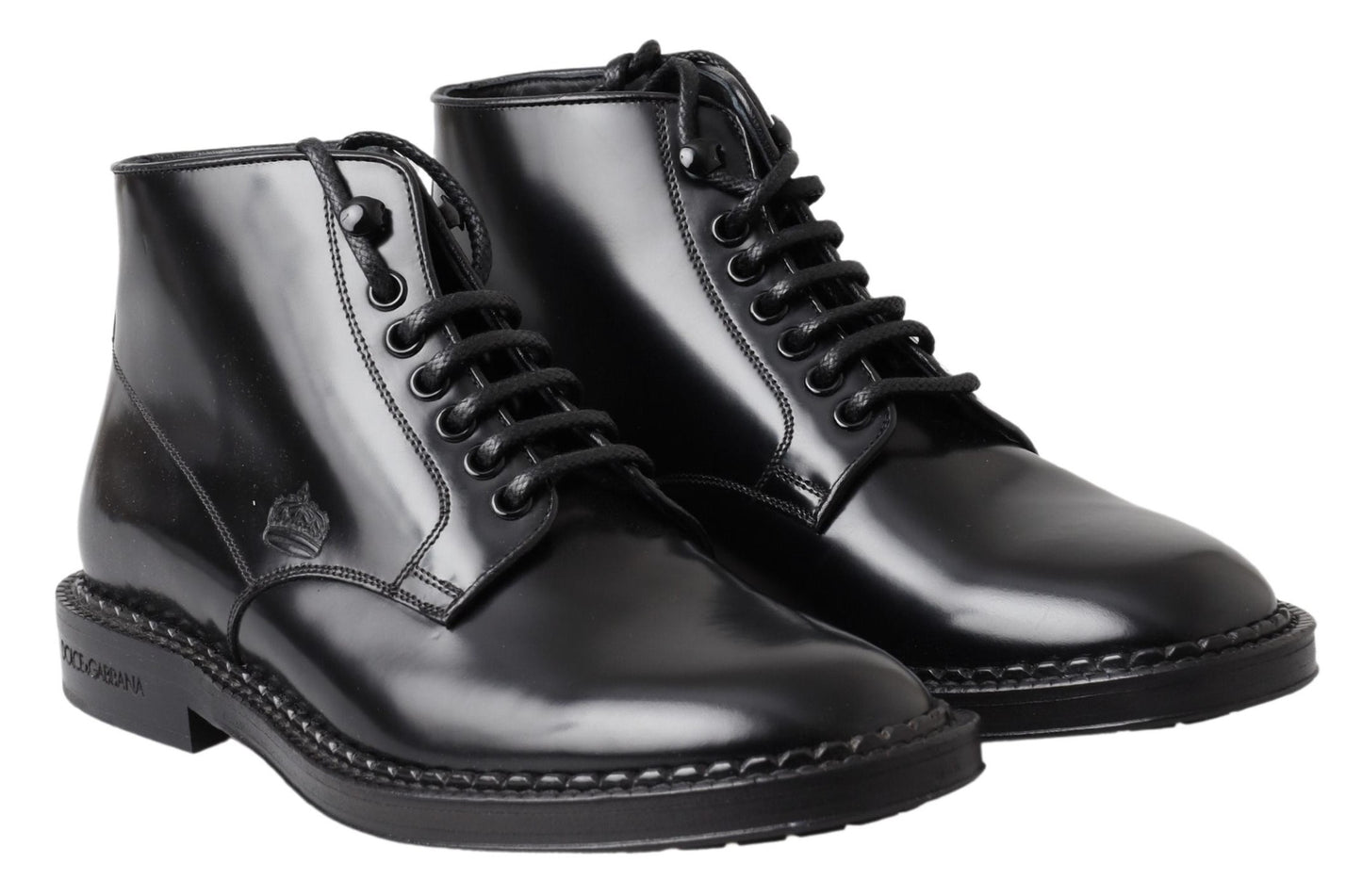 Bottes pour hommes en cuir noir Dolce &amp; gabbana