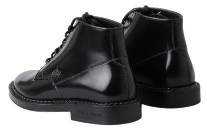 Bottes pour hommes en cuir noir Dolce &amp; gabbana