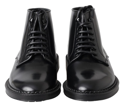 Bottes pour hommes en cuir noir Dolce &amp; gabbana